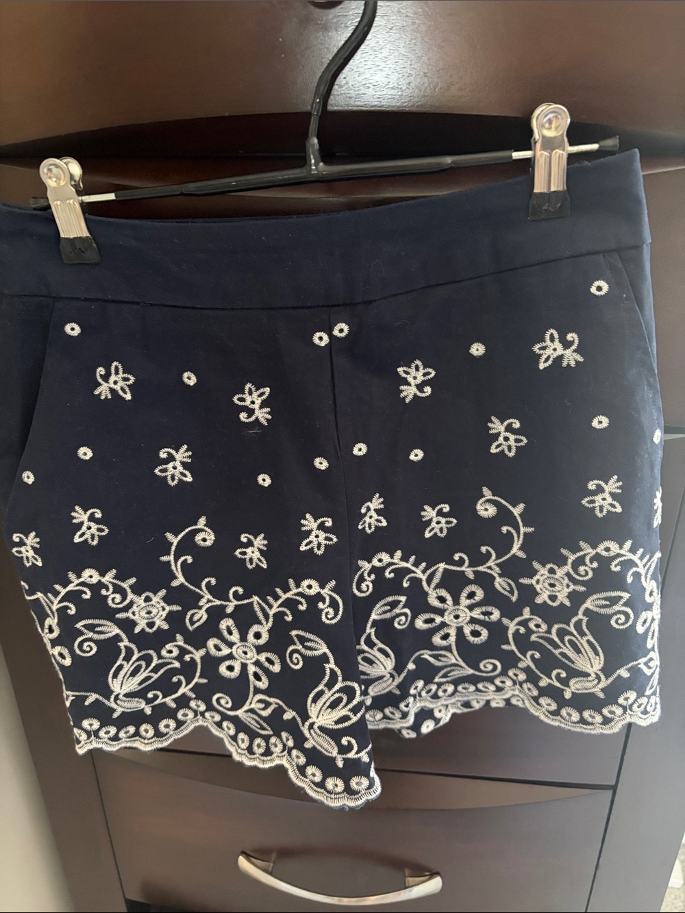 miami Navy Blue Shorts with White Embroidery